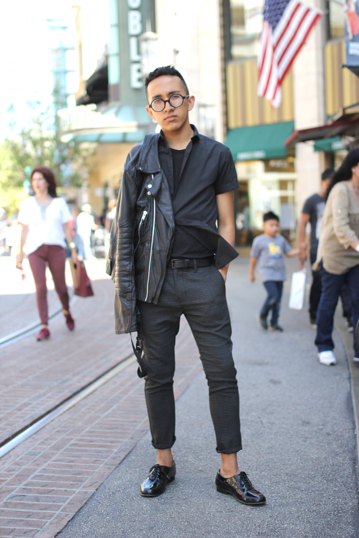 Black, leatherjacket, losangeles, minimal, Motorcyclejacket, SanteeAlley, street style, thegrove, Topman