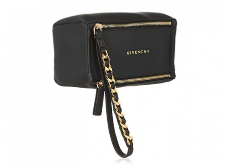 Givenchy “Pandora” Wristlet Bag in Black Coated Canvas