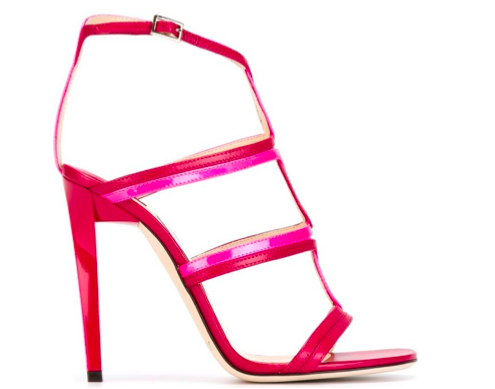 Jimmy Choo “Moray” Sandals in Red and Pink Leather, $650.83