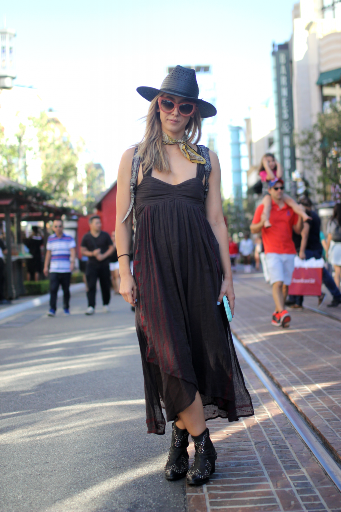 Boots, dress, free people, glasses, Hat, Jeffrey Campbell, scarf, street style, The Grove, Vintage