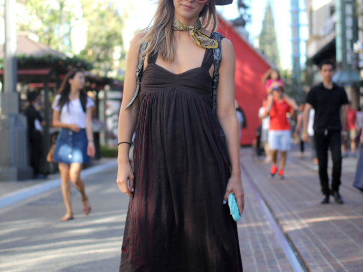 Boots, dress, free people, glasses, Hat, Jeffrey Campbell, scarf, street style, The Grove, Vintage