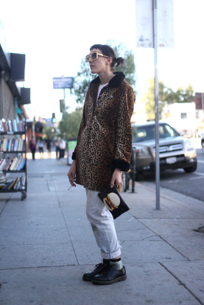 clutch, Dr.Martens, Echo Park, fur, glasses, Jacket, Jeans, leopard, levi's, Socks, street style, Vintage