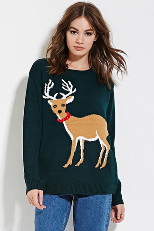 Light-Up Reindeer Graphic Sweater