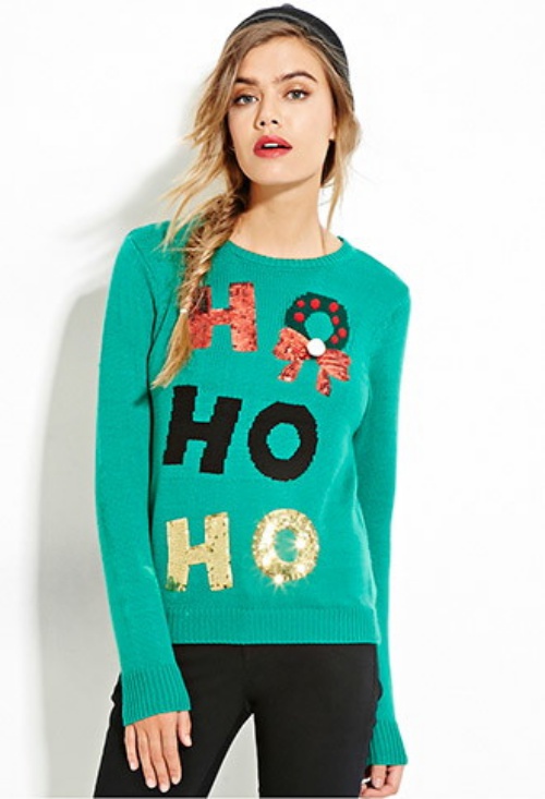 Sequined Ho Ho Ho Graphic Sweater
