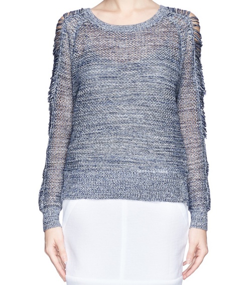 IRO Yana Contrast Sleeve Open Knit Sweater