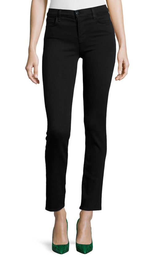 J Brand Maria Mid-Rise Straight-Leg Jeans in Seriously Black