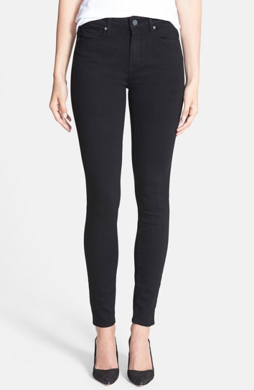 Paige Denim Transcend-Hoxton High Rise Ultra Skinny Stretch Jeans in Black Shadow