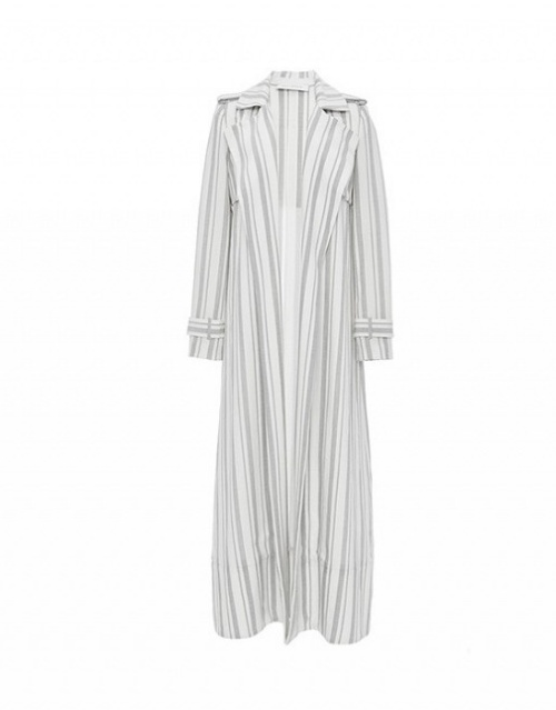 Sally LaPointe Striped Silk Wool Duster Coat