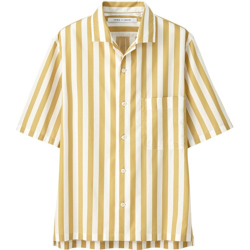 Short-Sleeved Striped Shirt in Light Cotton Twill