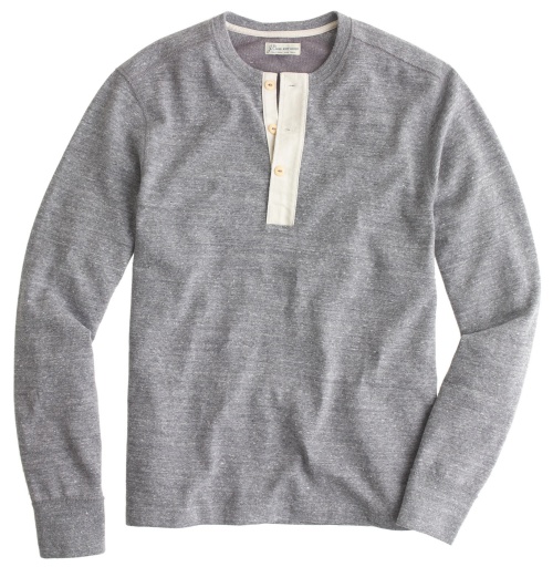 Lightweight Henley Sweatshirt in Marled Flannel