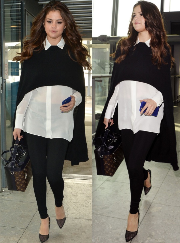 Selena Gomez's Louis Vuitton Bag and Sneakers at the Airport