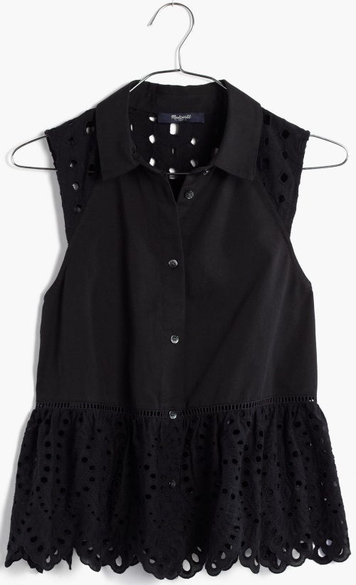 Eyelet-mix Top in Classic Black