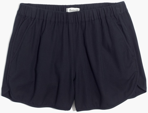 Linen-Cotton Pull-on Shorts in Almost Black
