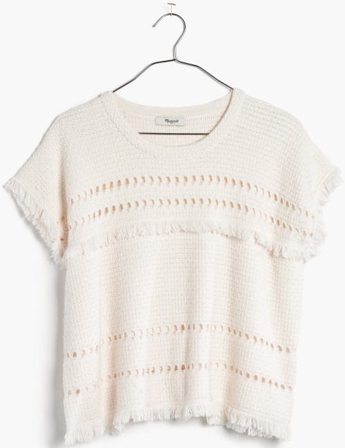 Short-Sleeve Fringe Sweater