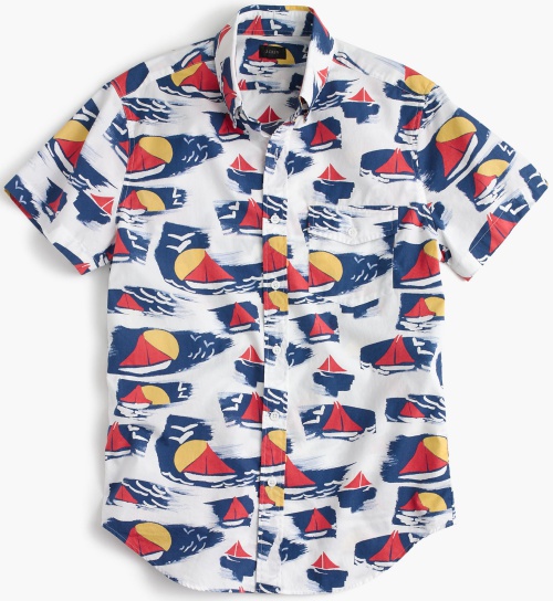 Short-sleeve Shirt in Sailboat Print