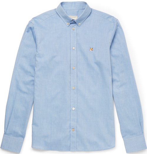 Slim-Fit Button-Down Collar Cotton-Chambray Shirt