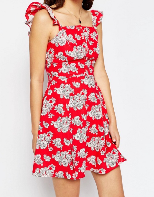 ASOS Button Front Sundress in Floral Print