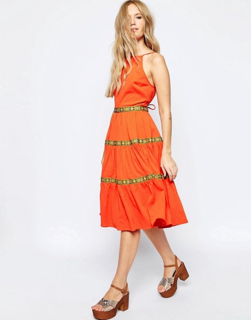 ASOS Tiered Midi Sundress with Tape Detail