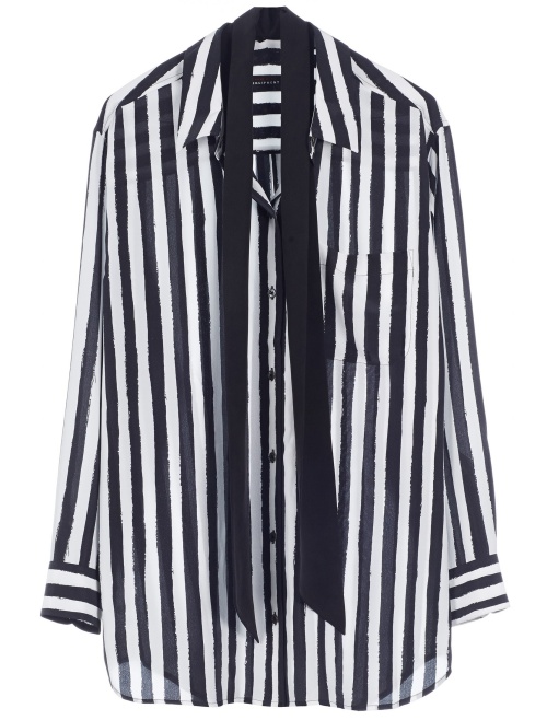 Daddy Oversized Shirt in True Black/Bright White Painted Stripe Print