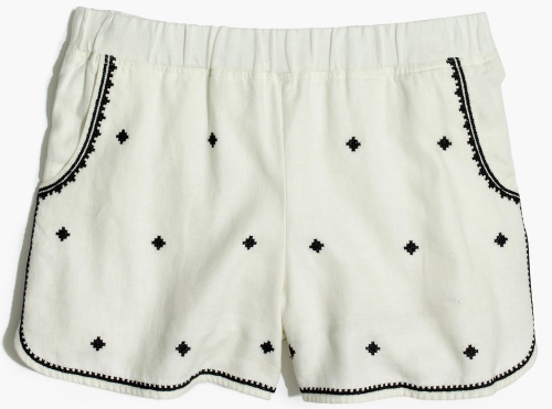 Embroidered Pull-On Shorts