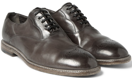 Dolce & Gabbana Perforated Burnished-Leather Oxford Shoes