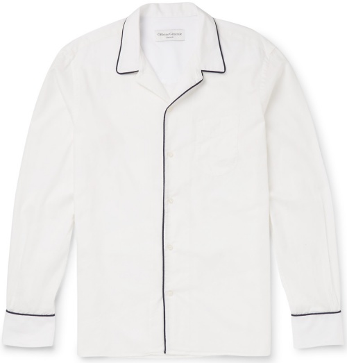 Officine Generale Camp-Collar Piped Cotton Shirt