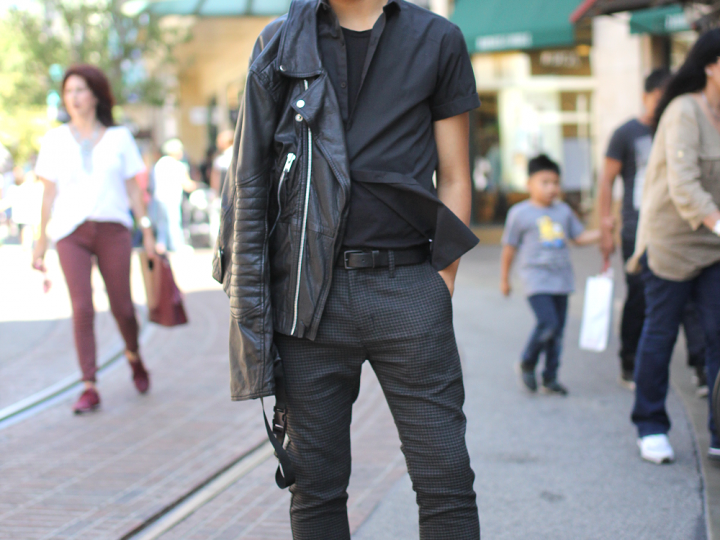 Black, leatherjacket, losangeles, minimal, Motorcyclejacket, SanteeAlley, street style, thegrove, Topman